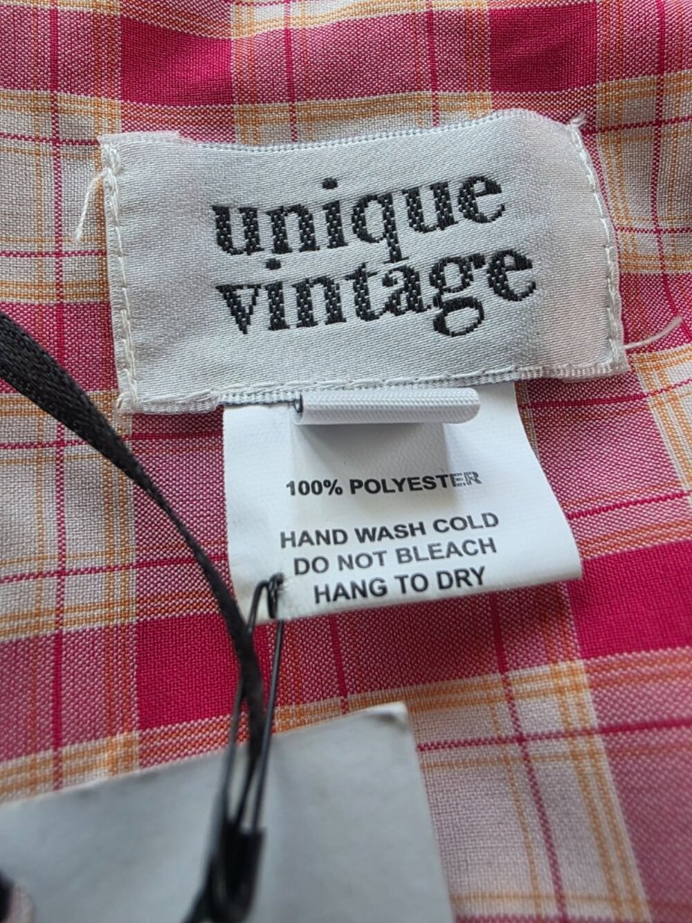 Unique Vintage Raspberry Plaid Fit & Flare Dress – Size M – New W/ Tags - Picture 4 of 4